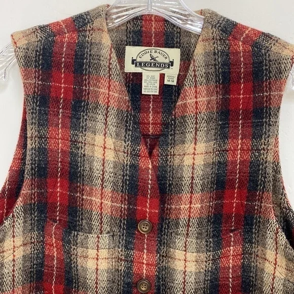 Eddie Bauer Legends Plaid Button Wool Vest Women’s Size Medium - Picture 7 of 12